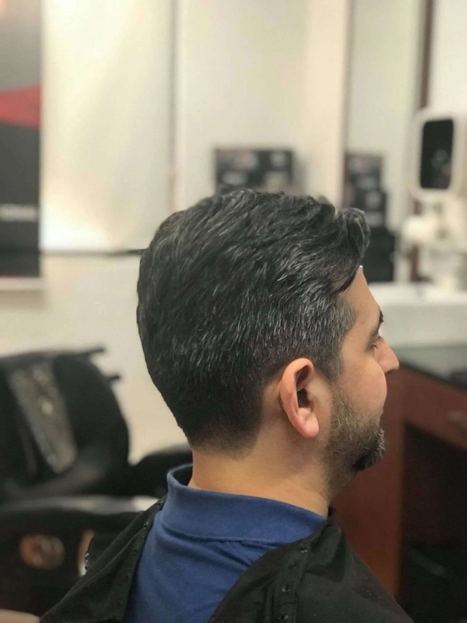 Finished tapered cut — side and back view